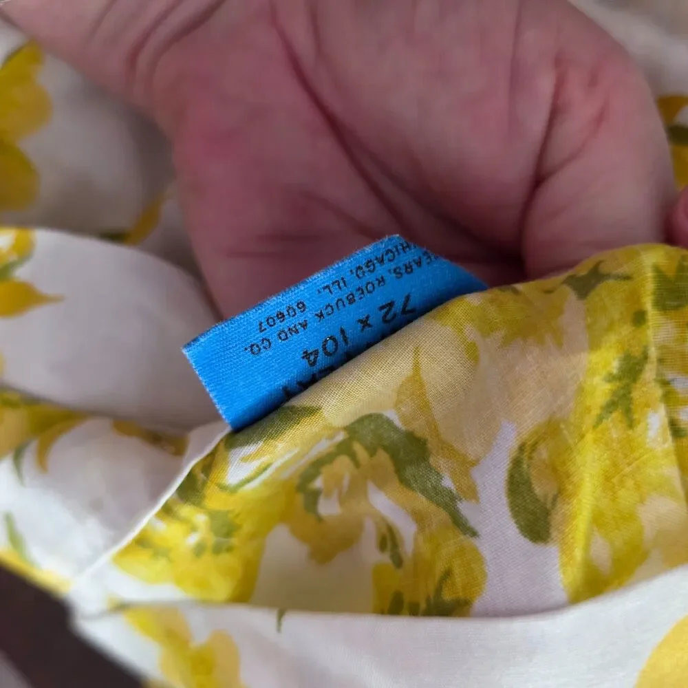 Perma- Prest Percale Vintage Yellow Floral Twin Sheet Sear, Roebuck And Co